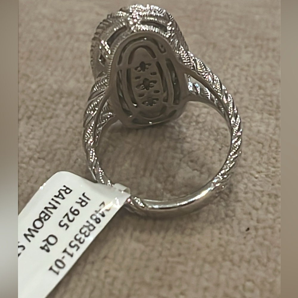 Judith Ripka Sterling Silver Abalone Ring with Blue Green Gemstones NWT Size 8 - Picture 15 of 16